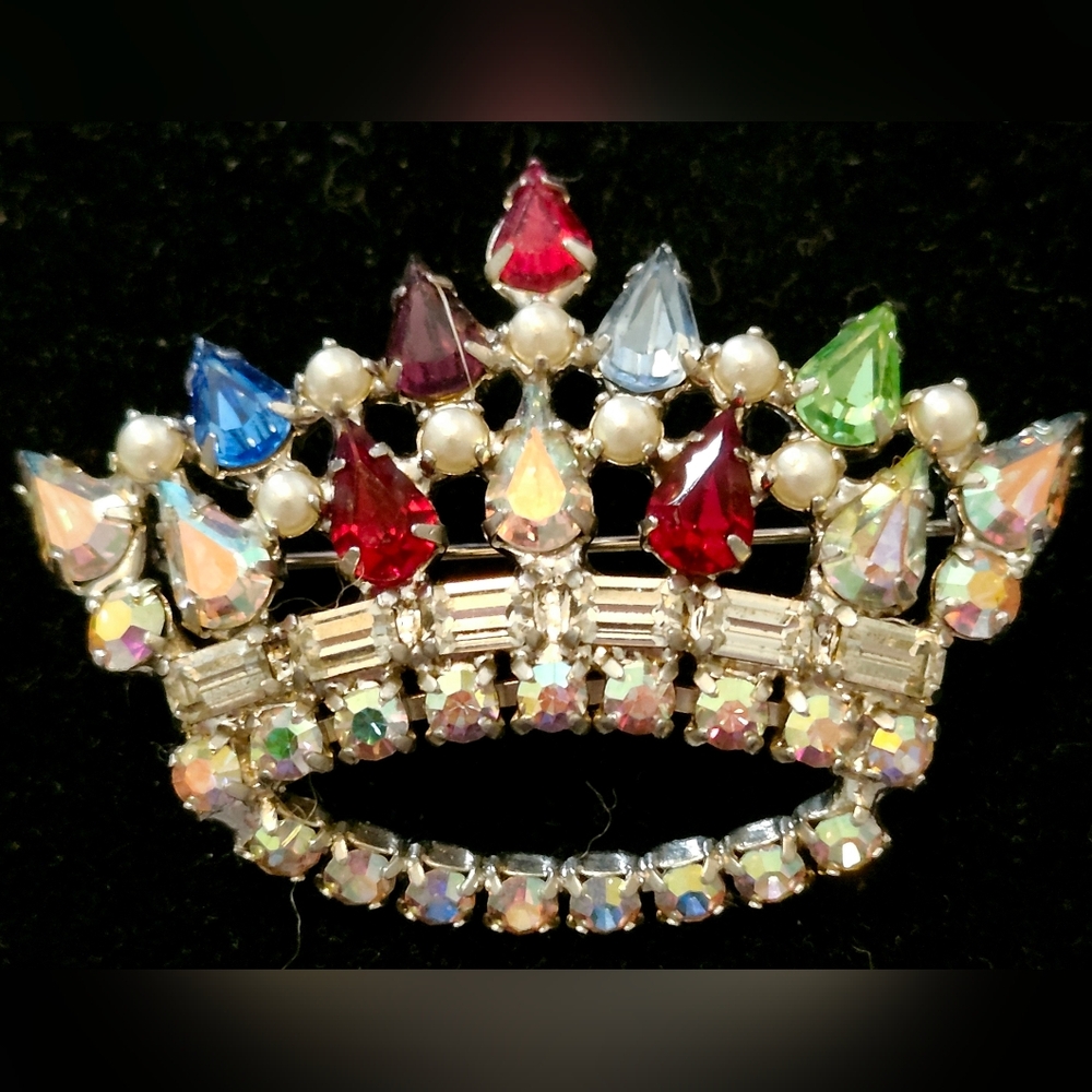 B. David Aurora Borealis Crown Brooch